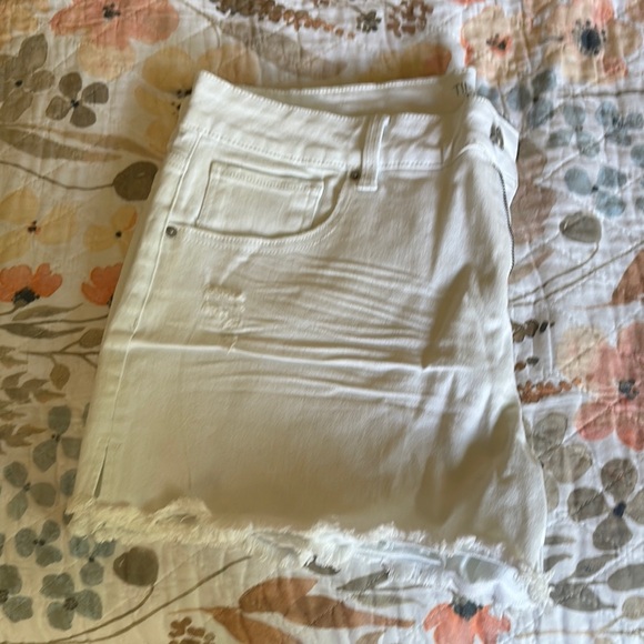 Time and Tru White Jean Shorts with Distressed Details - Picture 4 of 4